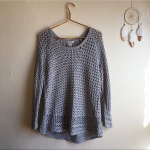 Lucky brand metallic silver gray knit sweater